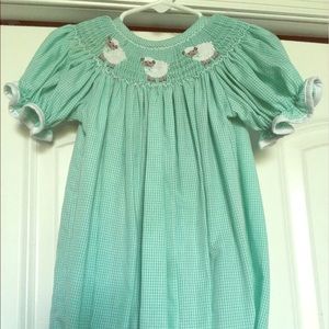 Smocked Auctions Lamb Mint Bubble 3T